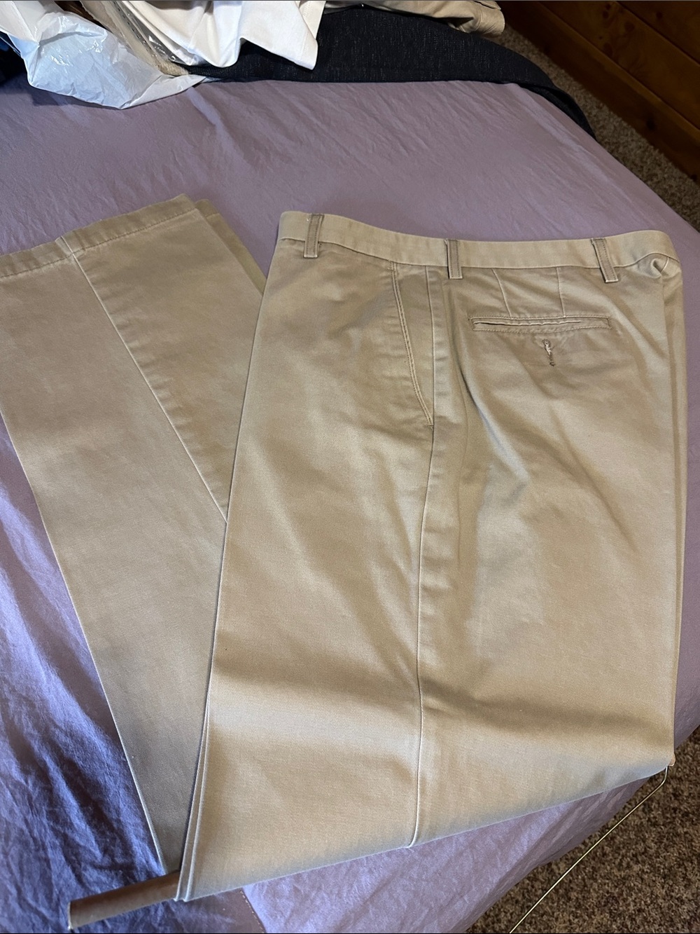 Men's Beige Pants - Classic Straight Fit